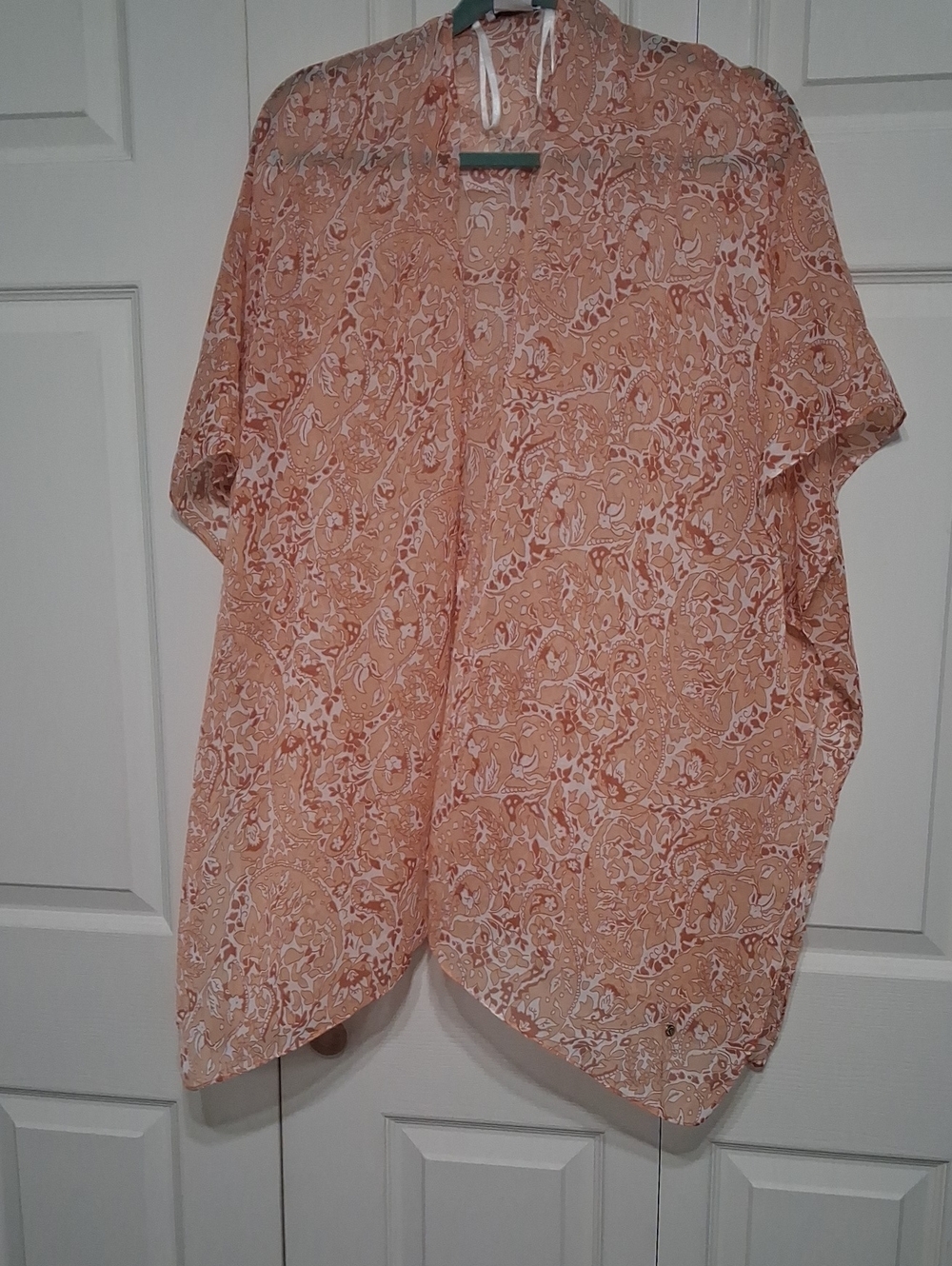 Anne Klein Peach Paisley Open-Front Cape
